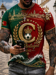 Men's Portugal Football Match Cheer Art Print T-shirt