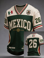 Men's Mexico Football Lover Art Printed T-shirt