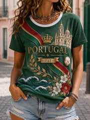 Women's Portugal Football Match Support Art Print T-Shirt