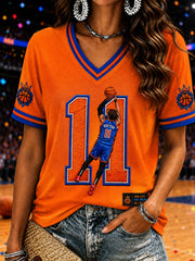 Women's Classic Basketball Fan Graphic Print Short Sleeve T-shirt