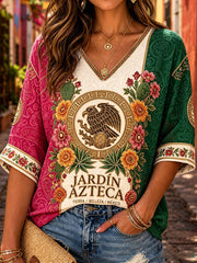 Women's Mexico Football Lover Art Printed Casual Tops