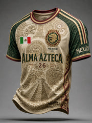 Men's Mexico Football Lover Art Printed T-shirt