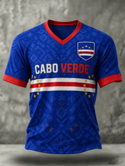 Men's Gift For Football Fans Print Casual Short Sleeve V-Neck T-shirt