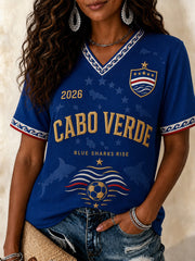 Women's Gift For Football Fans Print Casual V-Neck Tee