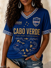 Women's Gift For Football Fans Print Casual V-Neck Tee