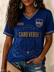 Women's Gift For Football Fans Print Casual V-Neck Tee