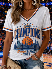 Women's Gift For Football Fans Print Casual V-Neck Tee