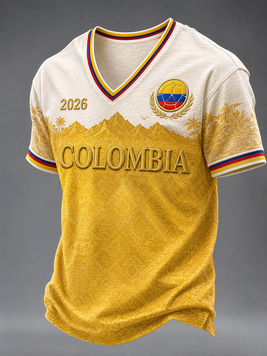 Men's Colombia Football Print Casual T-Shirt