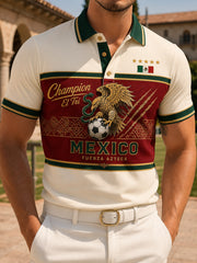 Men's Mexican Football Match Cheering Element Art Print Polo Shirt