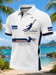 Men's Cape Verde Football Match Cheering Element Art Print Polo Shirt