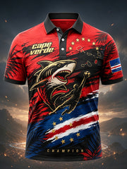 Men's Cape Verde Football Match Cheering Element Art Print Polo Shirt