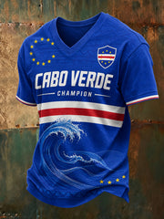 Men's Cape Verde Football Match Cheerleading Art Print T-Shirt