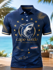 Men's Cape Verde Football Match Cheering Element Art Print Polo Shirt