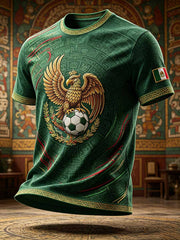 Men's Mexican Football Print Commemorative T-Shirt