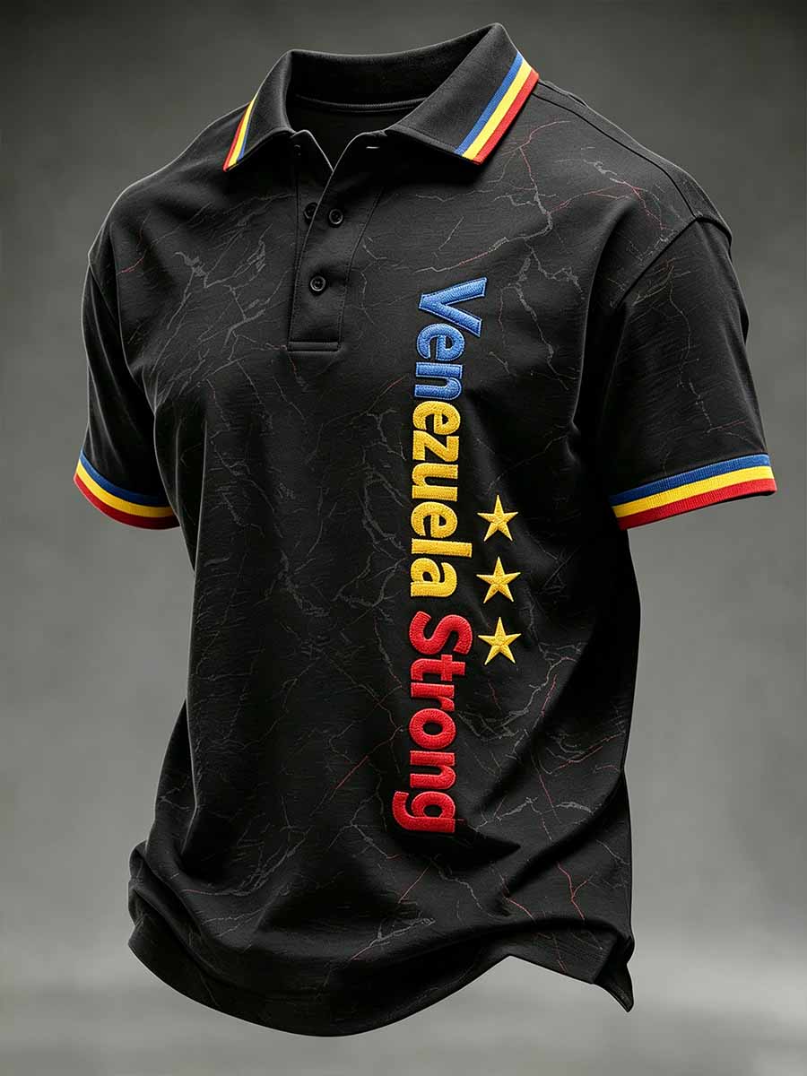 Men's Venezuela Strong Pattern Print Polo Shirt