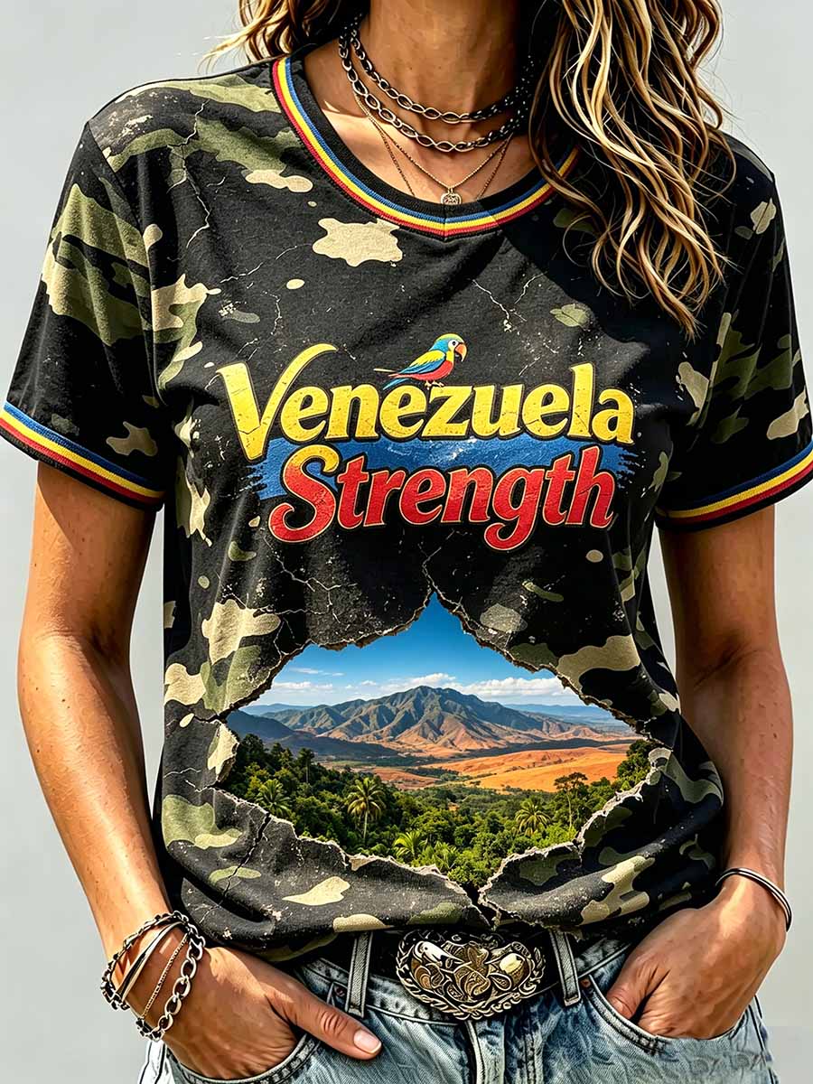 Women's Venezuelan Strong Pattern Print T-Shirt
