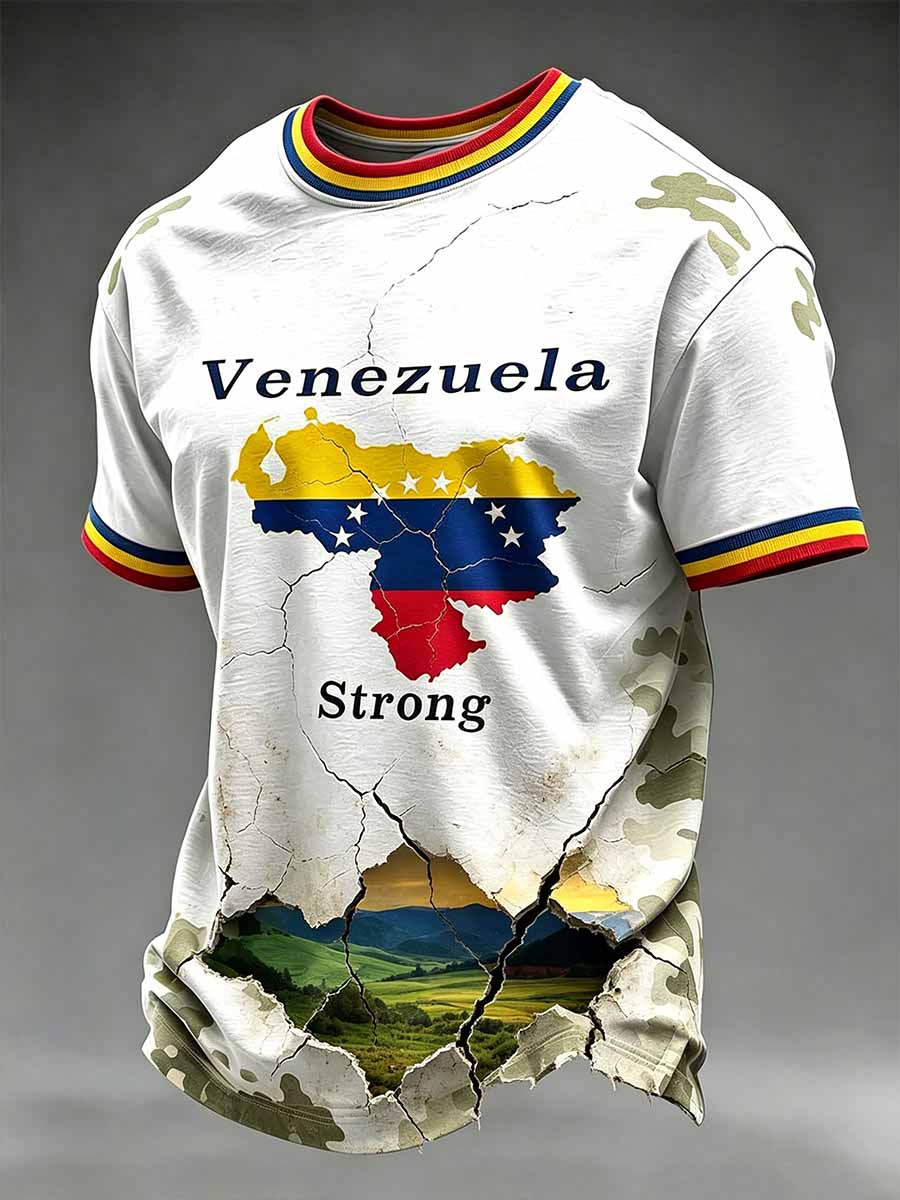 Men's Venezuela Strong Pattern Print T-Shirt