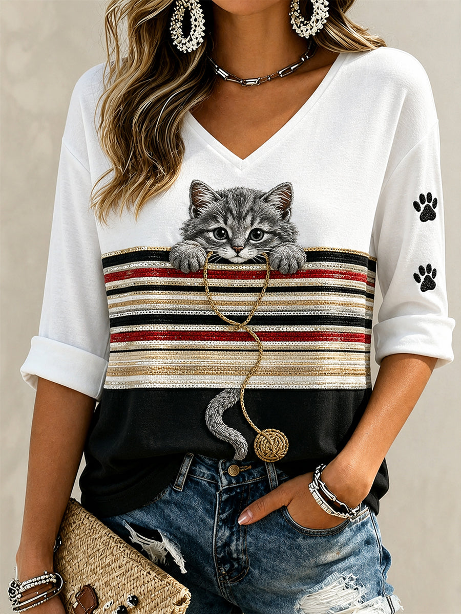 Women's Retro Animal Art Print Casual Top