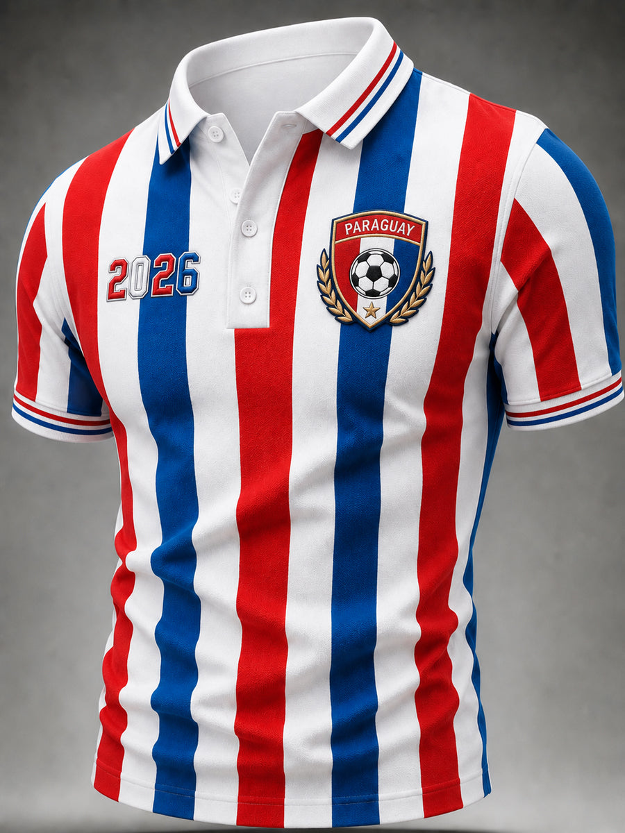 Men's Paraguay Football Fan Gift Art Print Casual Short Sleeve Top