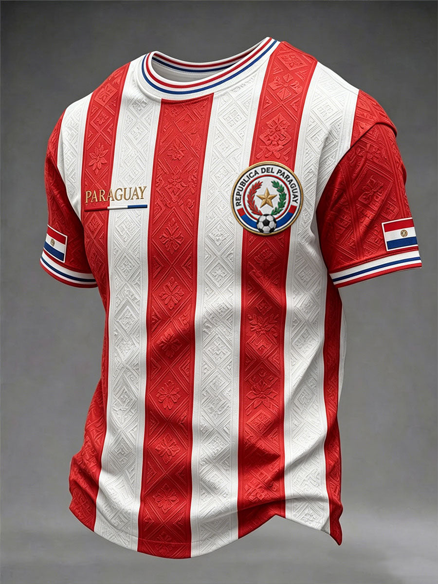 Men's Paraguay Soccer Short Sleeves T-shirt