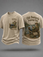 Men's Funny Old Bastards Fishing Club Lifetime Member Print Casual Tee