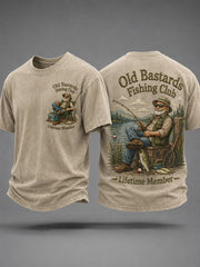 Men's Funny Old Bastards Fishing Club Lifetime Member Print Casual Tee