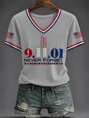 Women's America Printed V-neck T-shirt