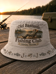 Unisex Funny Old Bastards Fishing Club Lifetime Member Print Hat