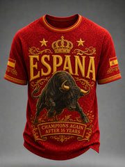 Men's We Are The Champions 2026 Print Celebrate España Champions Gift For Football Fans Casual Tee