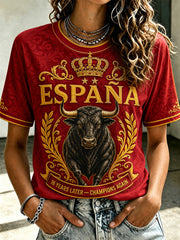 Women's We Are The Champions 2026 Print Celebrate España Champions Gift For Football Fans Casual Tee