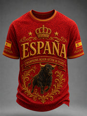 Men's We Are The Champions 2026 Print Celebrate España Champions Gift For Football Fans Casual Tee