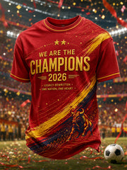Men's We Are The Champions 2026 Print Celebrate España Champions Gift For Football Fans Casual Tee