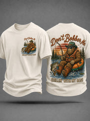 Men's Funny Bigfoot Fishing Don't Bobber Me Chillin' With My Bass Print Casual Tee