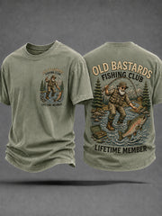 Men's Funny Old Bastards Fishing Club Lifetime Member Print Casual Tee