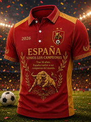 Men's We Are The Champions 2026 Print Celebrate España Champions Gift For Football Fans Casual Polo Shirt