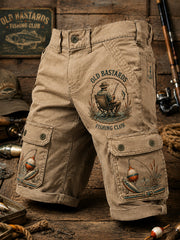 Men's Funny Old Bastards Fishing Club Lifetime Member Print Casual Cargo Shorts