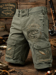 Men's Funny Old Bastards Fishing Club Lifetime Member Print Casual Cargo Shorts