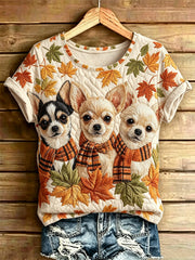 Women's Animal Art Printed Vintage Fashion Loose Short Sleeve T-Shirt