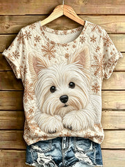 Women's Animal Art Printed Vintage Fashion Loose Short Sleeve T-Shirt