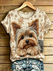 Women's Animal Art Printed Vintage Fashion Loose Short Sleeve T-Shirt