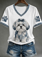 Women's V-neck off-shoulder short-sleeved T-shirt