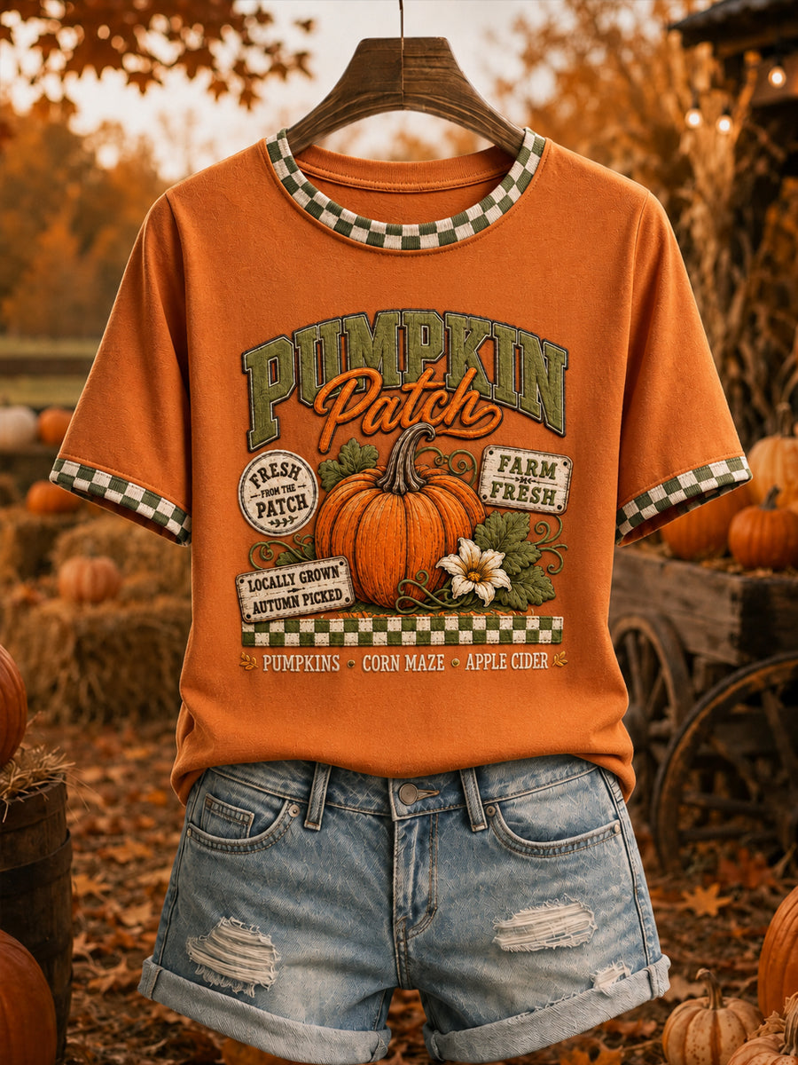 Women's Autumn Pumpkin Patch Short Sleeve T-shirt