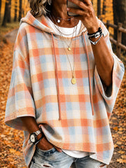 Women's Autumn Grid Pattern Casual Hoodie