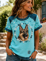 Women's Animal Dog Culture Art Print T-Shirt