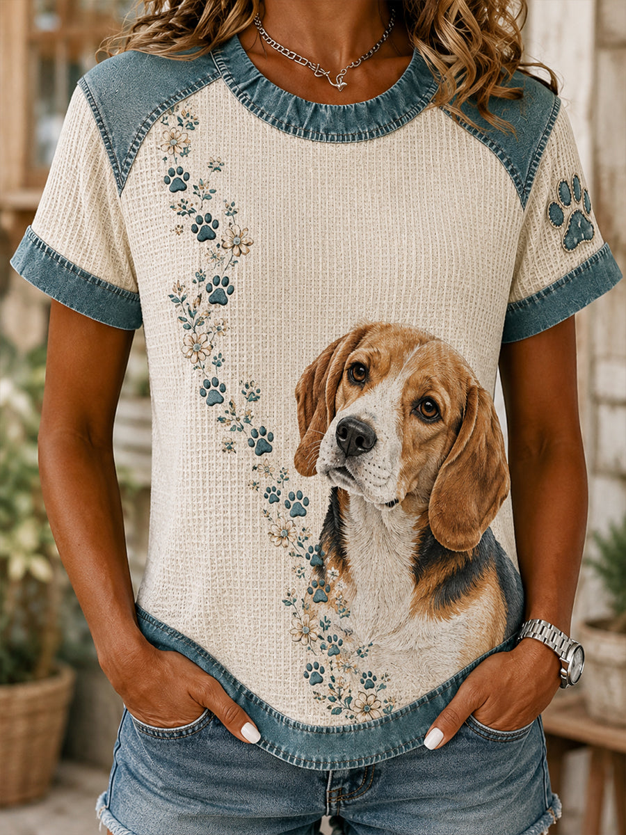 Women's Animal Dog Culture Art Print T-Shirt