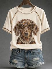 Women's Dachshund Print Casual T-Shirt