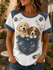 Women's Animal Element Art Print Casual T-Shirt