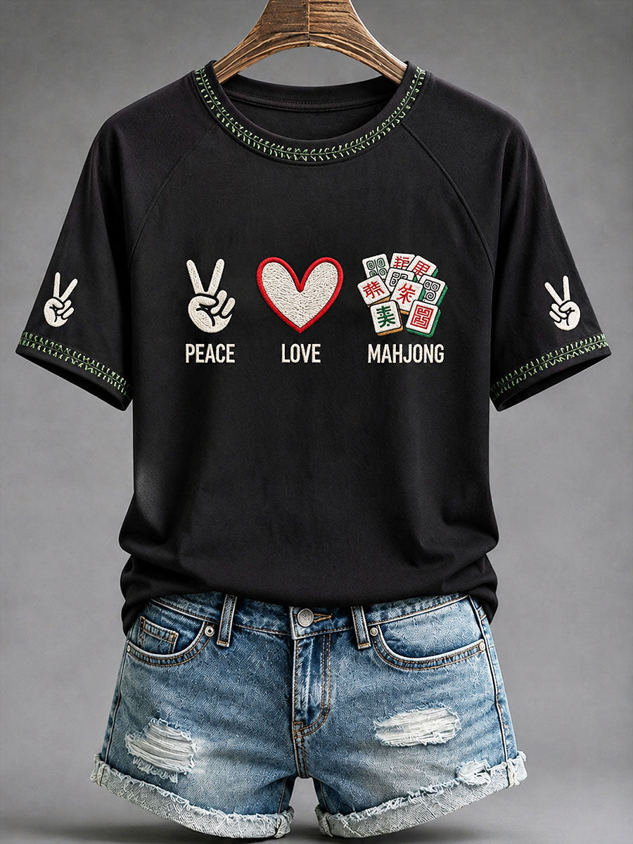 Women's"Peace Love Mahjong" Mahjong Casual T-shirt