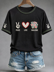 Women's"Peace Love Mahjong" Mahjong Casual T-shirt