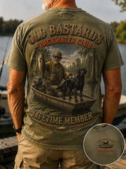 Men's Funny Old Bastards Fishing Club Lifetime Member Print Short Sleeve T-shirt